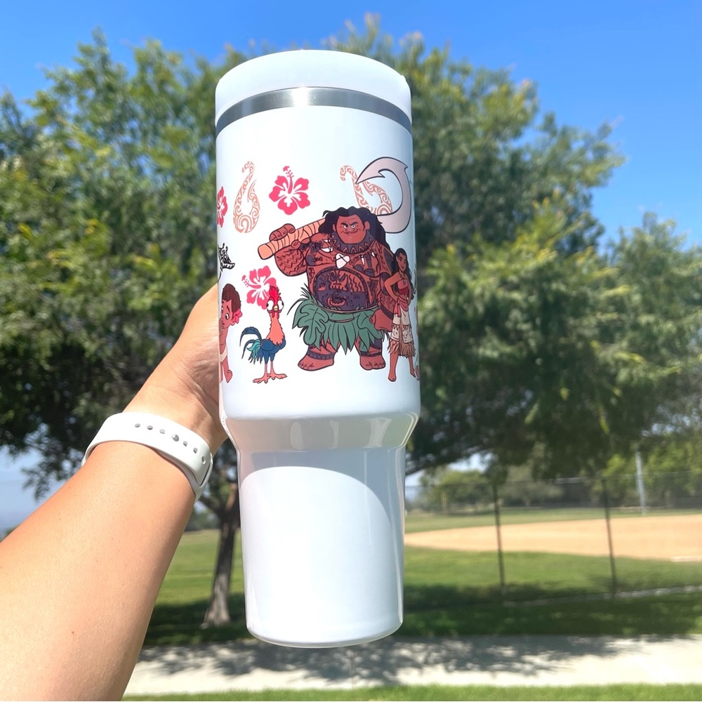 Custom 40 oz Tumbler Walt Disney Moana Maui Heihei Pig Pua Brand new dou… - Picture 7 of 8